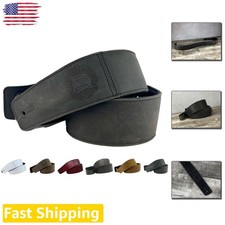 Handmade Full Grain Leather Guitar Strap, Aged Steel, 2" Wide, Padded Comfort