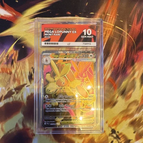 Mega Lopunny EX Secret Rare Holo 115/094 ACE Graded 10 English