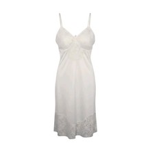Vintage Henson White Full Slip XS 32 Nylon Lace Trim Lingerie Under Dress