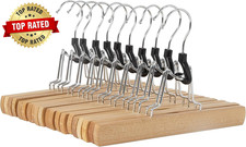 Sturdy Wooden Pants Hangers for Closet Organization Natural 10-Pack