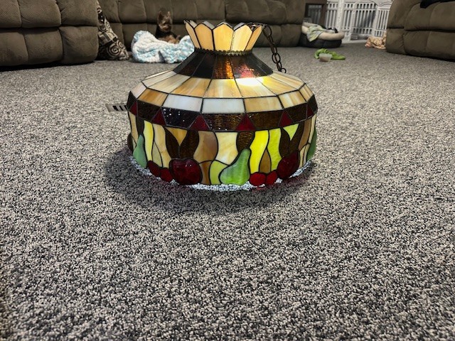 Vintage Tiffany Style Stained 20 inch  Glass Fruit Light Hanging Lamp Shade
