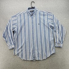 Ralph Lauren Mens XL Regular Fit Blue White Vertical Stripe Button Up Shirt