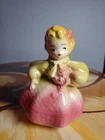 Vintage Vase planter  Pottery  5 1/2" Little Girl in pink  dress  Planter