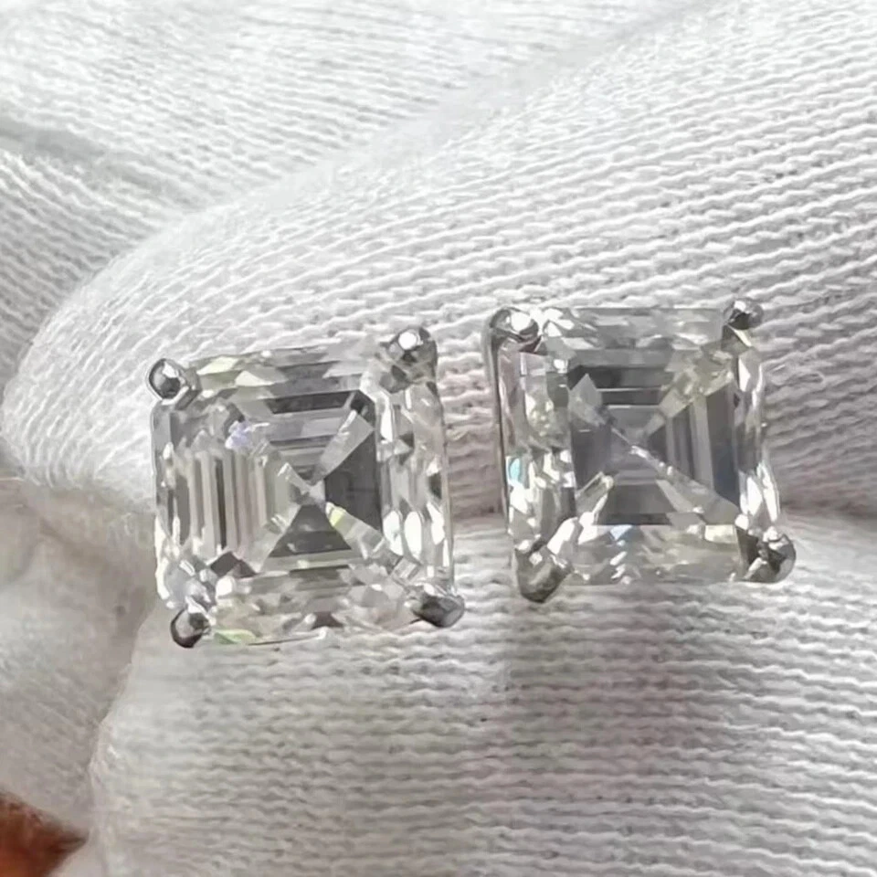RARE Certified 10 Ct White Diamond Solitaire Earrings, 925 Silver -Great Shine - Image 3 of 4