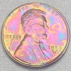 1953D Rainbow Toned Lincoln Wheat Cent Penny Stunning Color BU Luster SP916