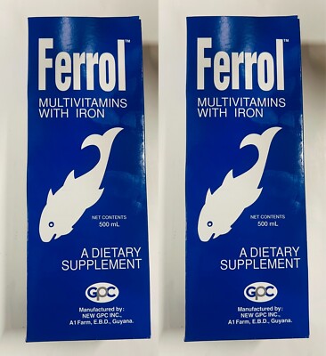 2 X Ferrol Multivitamines With Iron A Dietary Supplement 500ml Each.