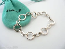 Tiffany & Co Silver Clasp Link Bracelet Charm Bangle Chain Gift Pouch Love 