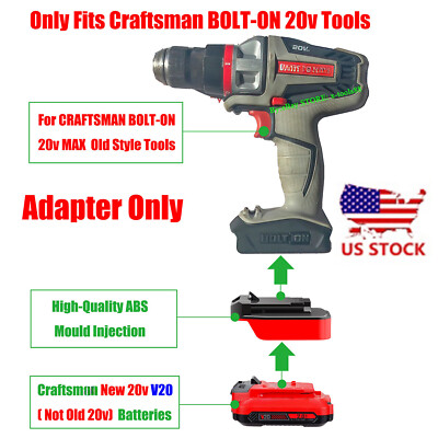 #ad 1x Adapter Convert Craftsman V20 NEW 20v Batteries To BOLT ON 20v MAX Old Tools $12.74