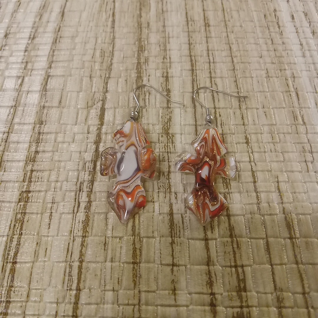 Earrings Pierced Dangle Drop Hook Back Blown Glas… - image 2