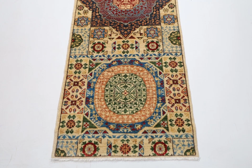 11 ft Mamluk Tribal Runner Rug Afghan Hand Knotted 100% Wool Bedroom Rug - Image 3 of 4