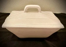 Vintage Hoenig Of California Pottery Casserole Dish, Cream