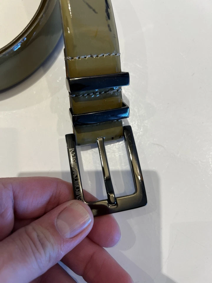 Cinturón de cuero vintage verde salvia EMPORIO ARMANI *Hecho en Italia* Usado Foto 2 de 3