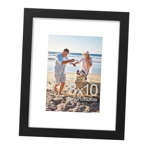 8x10 Picture Frame, Display Pictures 5x7 with Mat or 8x10 (Pack of 1) Black