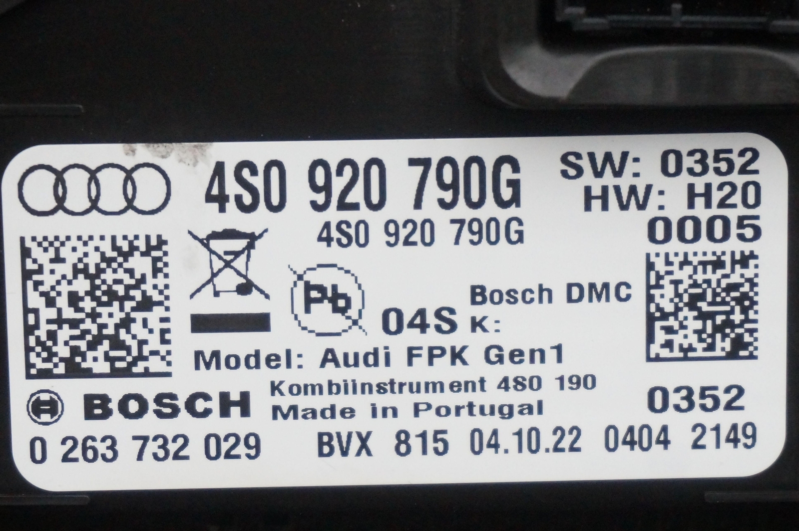 Dash Speedometer Instrument Cluster Display Screen OEM 4S0920790G Audi R8 4S 23