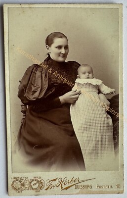 orig. CDV photo photograph fashion people around 1895 Duisburg mother child