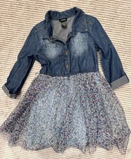 Zunie Jean Shirt Dress  Tulle Flower Skirt Girls Size 8