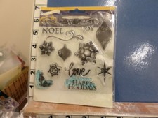 Noel Joy Love Happy Holidays clear stamp set RUBBER STAMP 8K