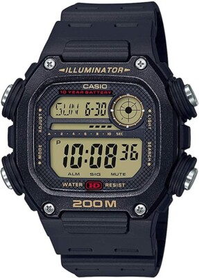 Casio Mens DW291H-9AV Black Red Classic 200m Sports Watch Alarm Chronograph New