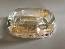 VTG MCM LUCITE ACRYLIC CLEAR OVAL SOAP DISH PRESSED GRASS SHELLS 5  