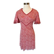 Sundays Child California 70s VTG Spotted Flutter Sleeve Dress Sz S Hippie A17
