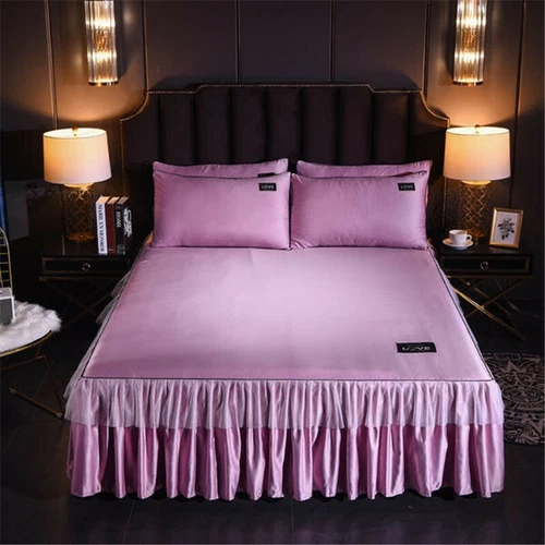 Luxus Satin Seide Bett Rock Staub Rüschen Elegant Bettlaken 14" Drop Queen King - Bild 41 von 41