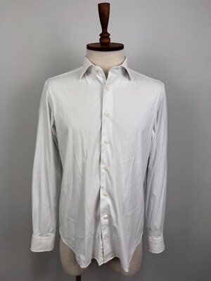 BOGGI MILANO White Extra Slim Fit Classic Albini Fabrics Solid Dress Shirt Sz 43
