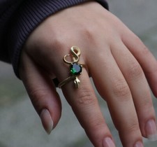 Snake Emerald Gold Plated Ring, Gold Plated Ring, Valentine day Gift