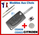 Key shell for Citroen C1/C2/C3/C4 Picasso/C5/C6 3 button headlight CE0523 CE0536