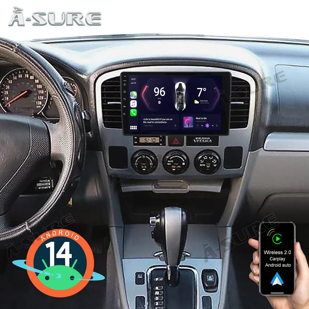 2+32GB For Suzuki Grand Vitara 1998-2005 Carplay Android 14 Car