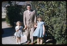 Man Girl Dresses Fashion 35mm Slide 1950s Red Border Kodachrome