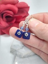 Minimalist Seaglass Dangle Earrings in Sterli...