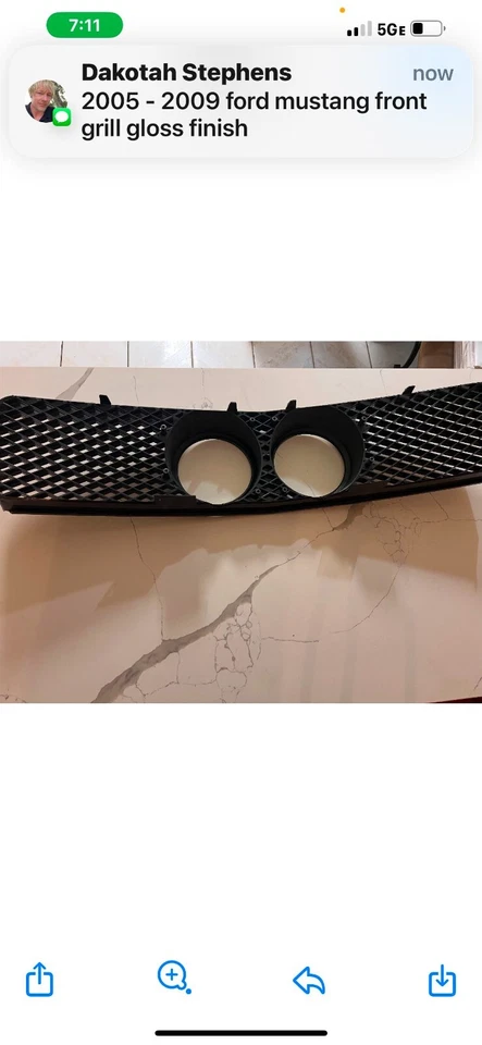 2005-2009 Ford Mustang GT Mesh Front Hood Bumper Grill Grille Black Gloss Finish - Image 4 of 4