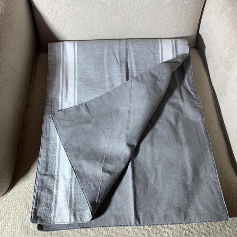 New Threshold Table Runner Gray White Stripe 100% Cotton 14x72” Farmhouse - Image 4 of 4