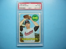 1969 TOPPS MLB BASEBALL CARD #132 DAVE BALDWIN PSA 8 NM/MINT SHARP+ '69 TOPPS GL