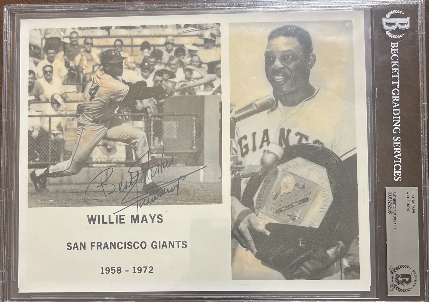 Babe Ruth Autographed Signed San Francisco Giants WILLIE MAYS AUTO BGS BAS Vintage 8x10 Photo HOF San Fransisco Giants 
