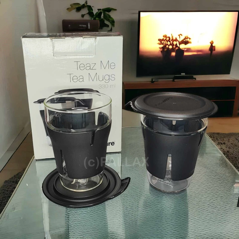 TUPPERWARE TEAZ-ME TEE-TASSEN GLÄSER  (2 STÜCK) SCHWARZ SONDERMODELL - Bild 3 von 3