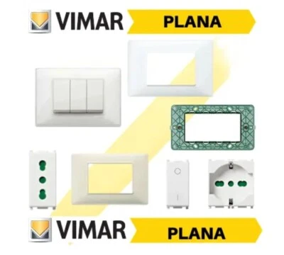 VIMAR PLANA SERIE COMPATIBILE PRESA DEVIATORE PLACCA SUPPORTO PULSANTE TV SCHUKO