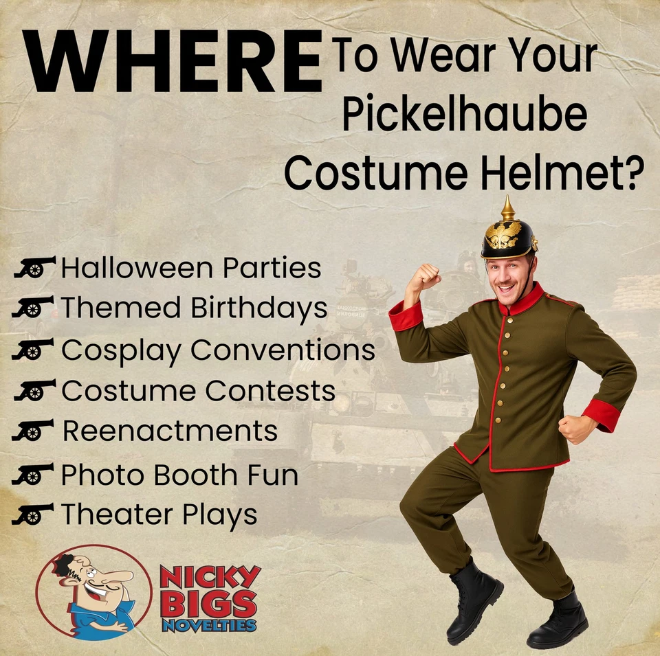 Casco Pickelhaube de plástico alemán para adultos oficial disfraz con púas accesorios utilería Foto 4 de 4