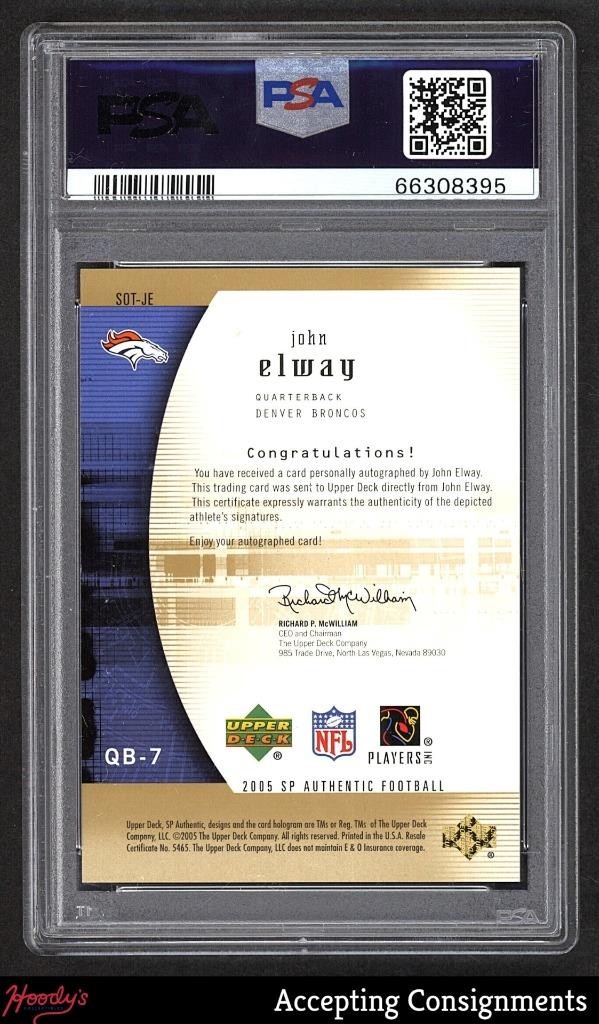 2005 SP Authentic Sign of the Times Gold John Elway AUTO 12/25 PSA AUTH AUTO 10 view 2