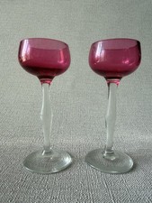 2 Cranberry rote Peter Behrens Jugendstil Likörgläser Secession Wertheim