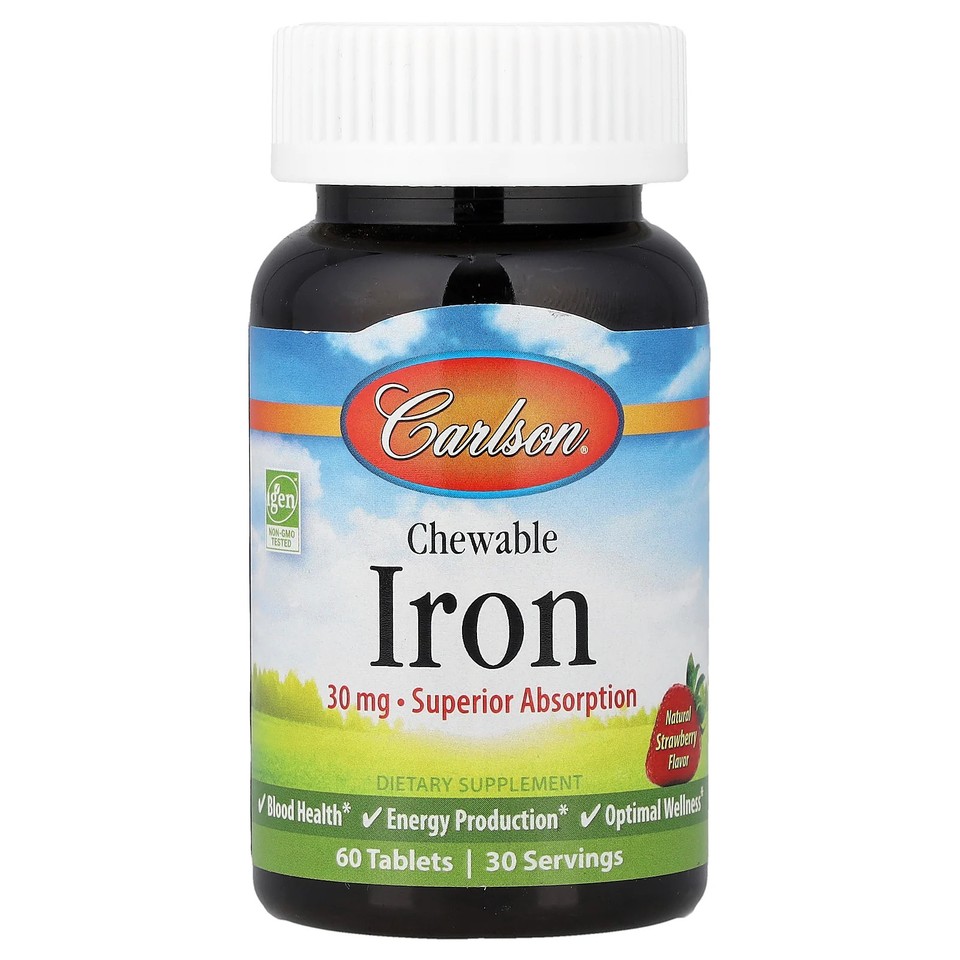 Chewable Iron, Natural Strawberry, 60 Tablets (15 mg per Tablet)