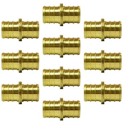 Apollo 3/4 in PEX Barb Coupling Brass Fitting Crimp 10 Pack Lead Free 200 PSI