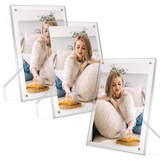 3 Pack Acrylic Picture Frames 5x7 Photo Frame Clear Magnetic Picture Frame Wi...