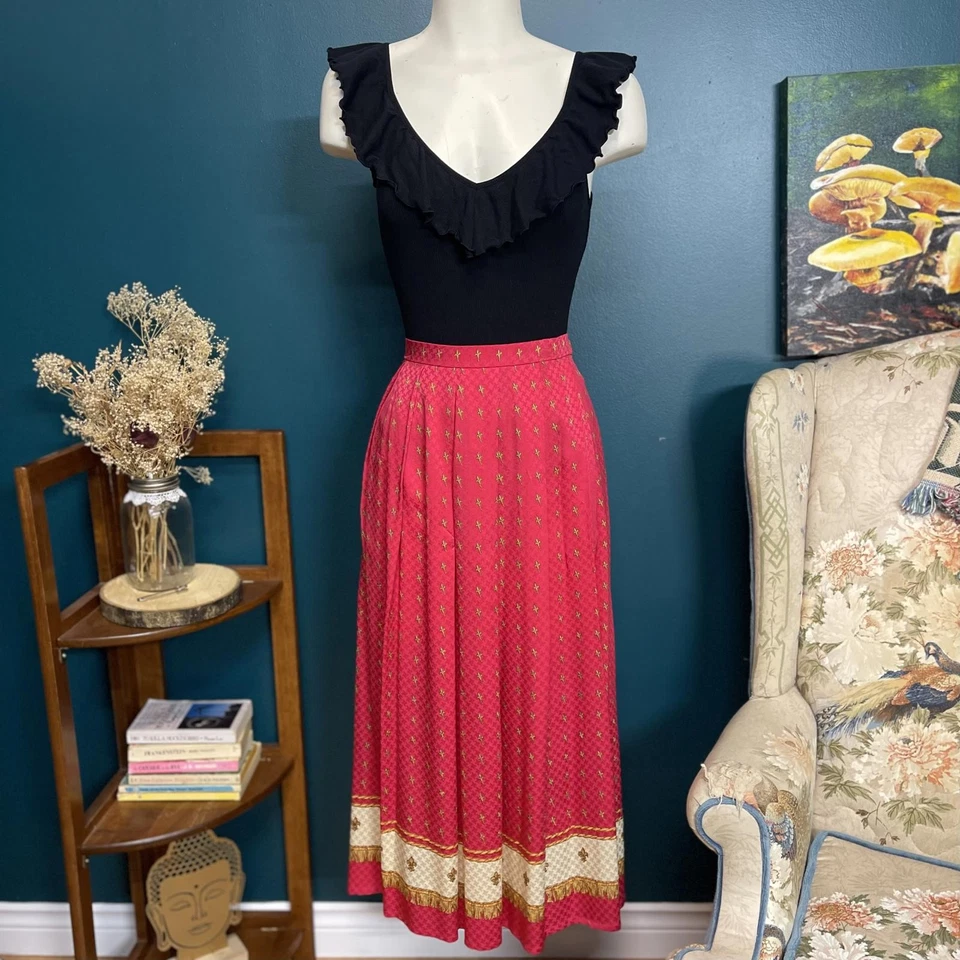 Maxi Falda Plisada 100% Seda Vintage Años 80 SOO por Soo Yung Lee Talla XS Foto 2 de 4