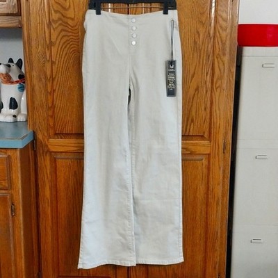 DG2 By Diane Gilman NWT New Classic Stretch Pull-On Wide Leg Jeans Sz 4T Oyster