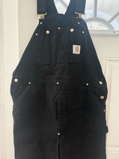 Carhartt Bib Overalls Mens 38x32 RO2 Black Arctic Quilt Lined Duck EUC