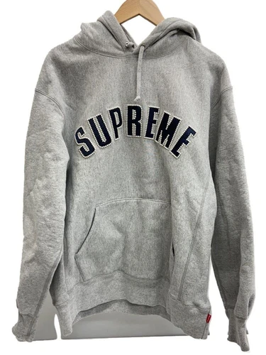 Felpa Supreme con cappuccio L cotone grigio usata