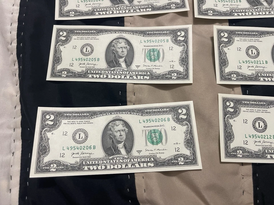 2017 Two Dollar Bill Uncirculated Sequential Numbers - Image 4 of 4