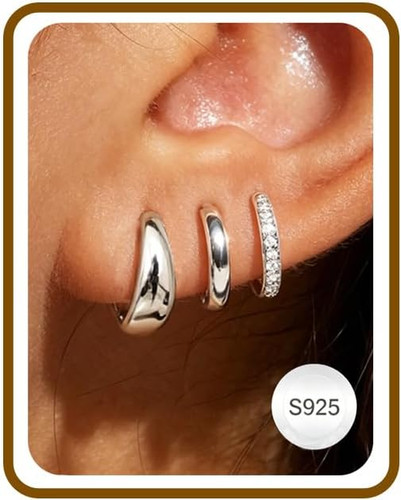 Jewelry for Her Gift 3 Pairs 925 Sterling Silver Earrings for Women Non Tarnish