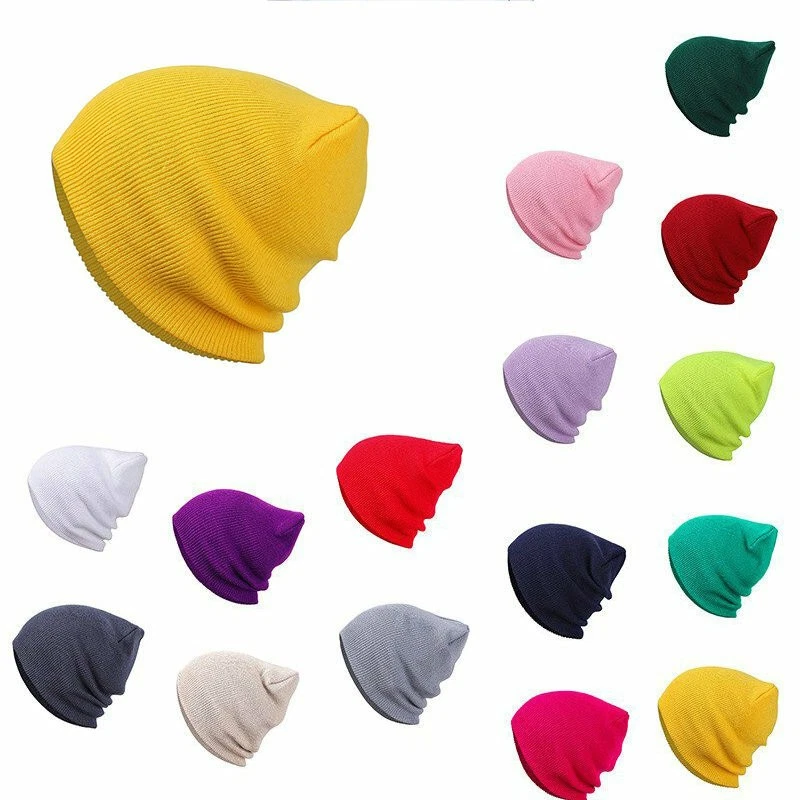 Beanie Hat Wooly Oversized Winter Knitted Cap Ladies Slouch Hat Mens